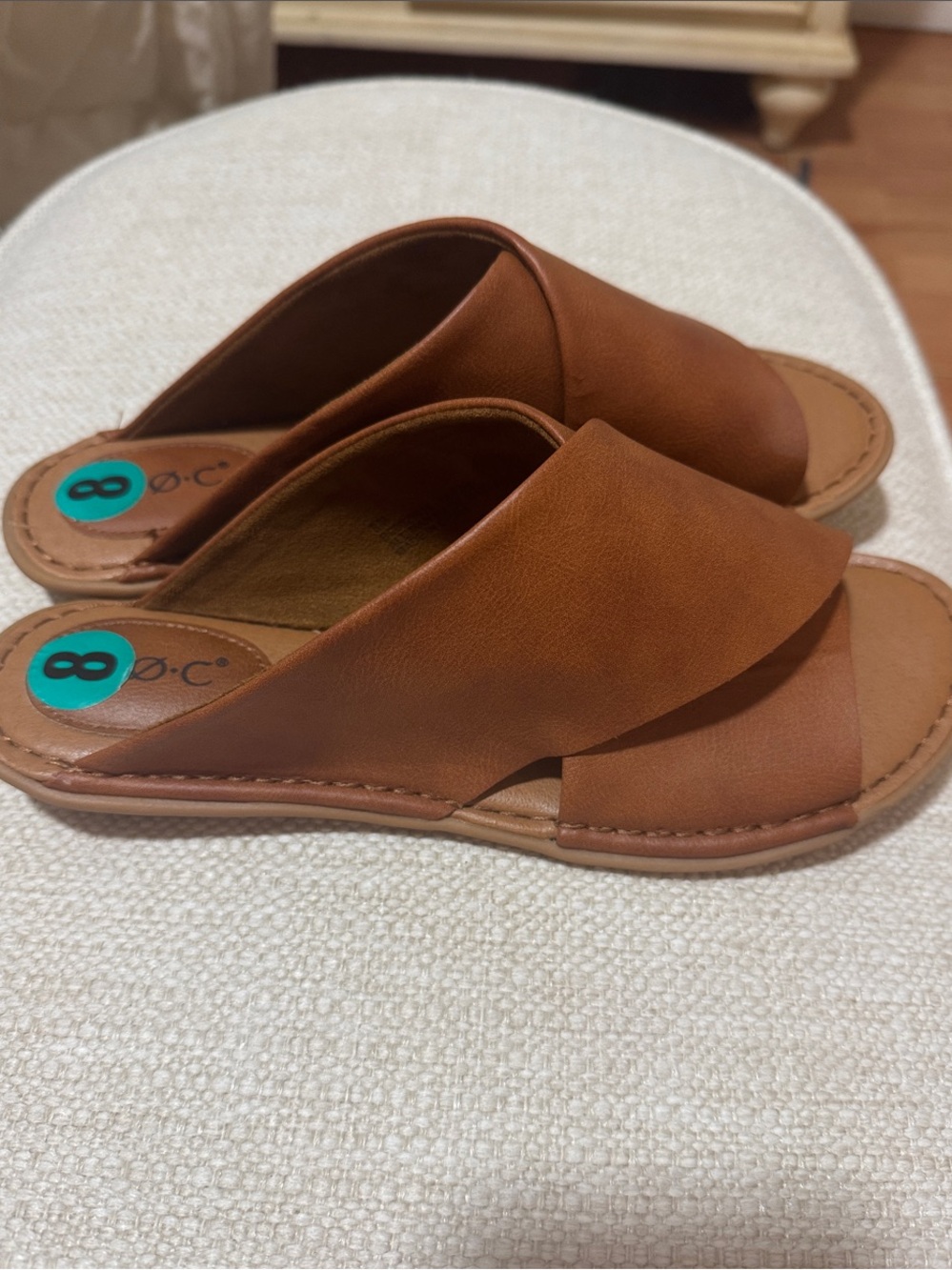 boc Cognac Brown Leather Slip-On Mules